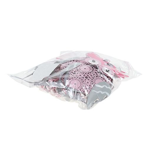 Floristik24 Metall-Hänger Eule Grau, Weiß, Rosa 10cm 3St