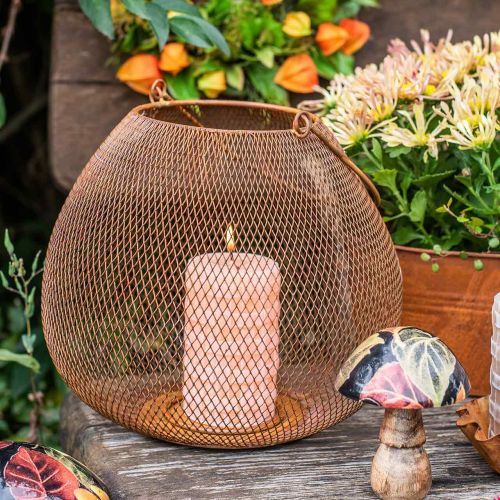 Floristik24 Metall Laterne mit Gitter Rost Tischdeko Ø26cm H20cm