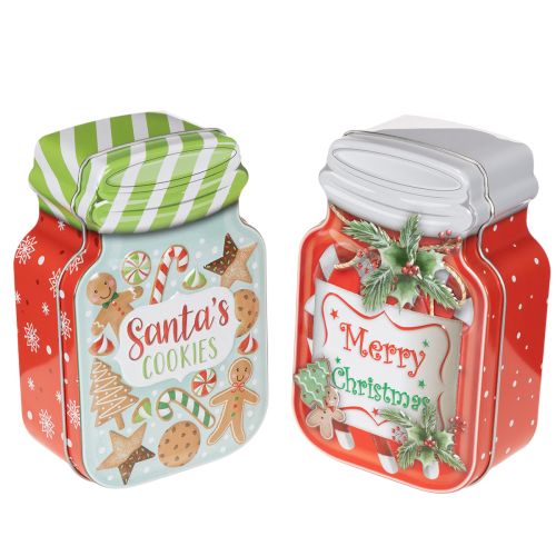 Metalldose Keksdose Weihnachtsmotiv im Keksglas-Design 15cm 2St