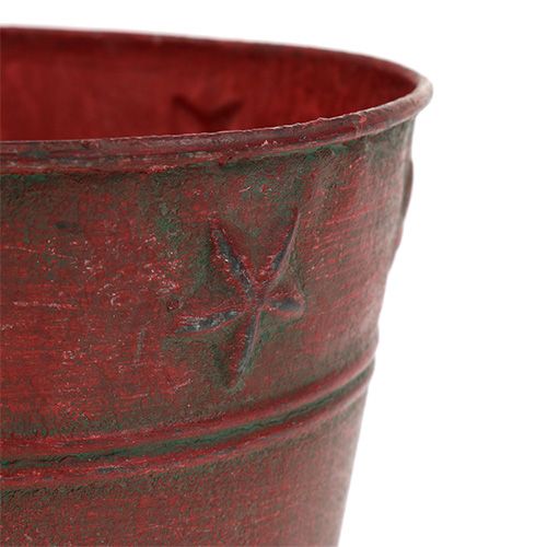 Metalleimer Rot mit Sternen Ø15cm H13cm | Floristik24.de