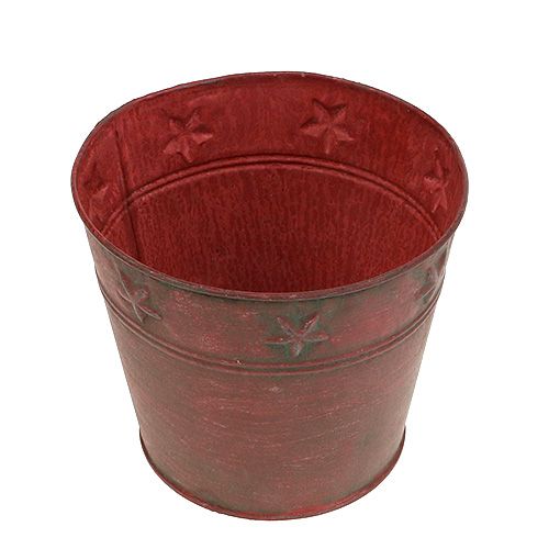 Metalleimer Rot mit Sternen Ø15cm H13cm | Floristik24.de