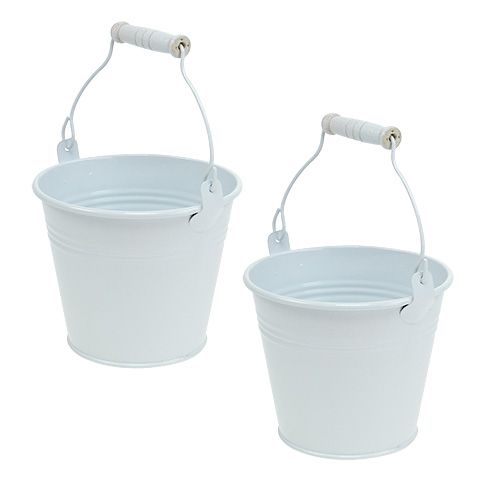Metalleimer Weiß Ø10cm H8cm 10St | Floristik24.de
