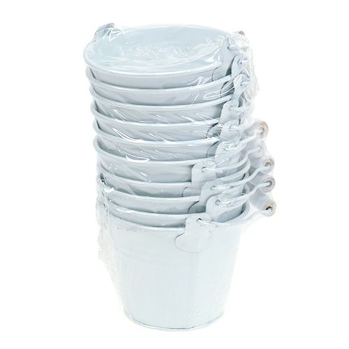 Metalleimer Weiß Ø10cm H8cm 10St | Floristik24.de