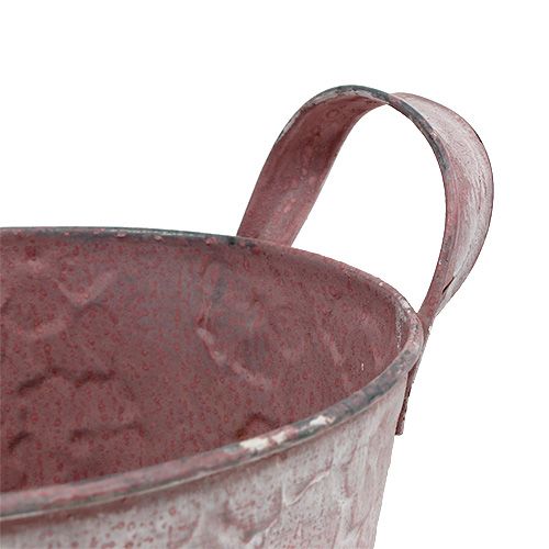 Floristik24 Metalleimer mit Blumen Rosa Ø15,5cm H15cm