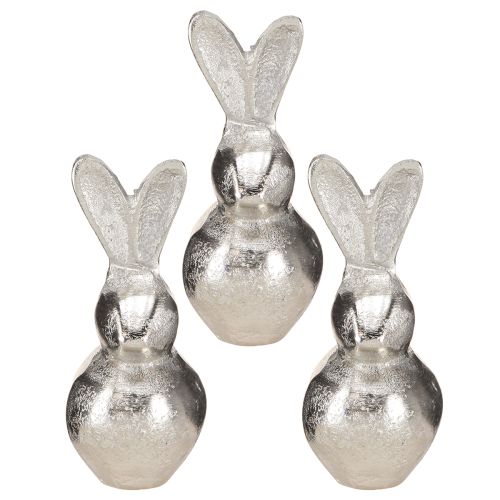 Artikel Deko-Hase Silber – Moderne Osterfigur aus Metall für stilvolle Frühlingsdeko 11cm 3 St