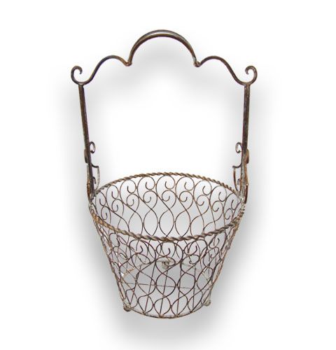 Floristik24 Metallkörbe in 2 Größen Braun mit Henkel