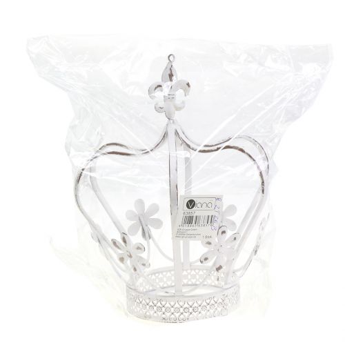 Floristik24 Metallkrone Antik-Weiß Ø17cm H21cm