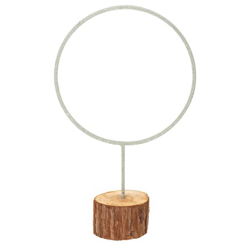 Deko Ring Metall auf Holzständer für Tischdekoration 43cm