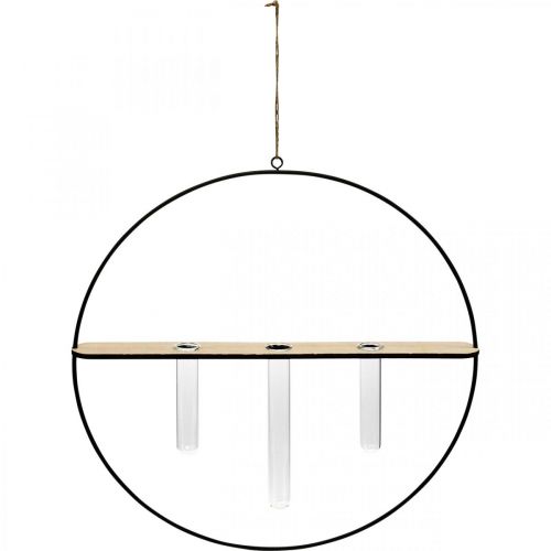 Floristik24 Deko Ring zum Hängen mit Gläsern Metall Schwarz Ø35cm