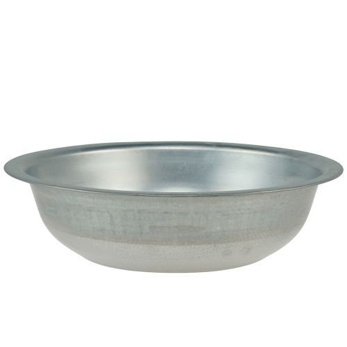 Floristik24 Metallschale Used Look Schale Silbern Metall Ø36cm H9,5cm
