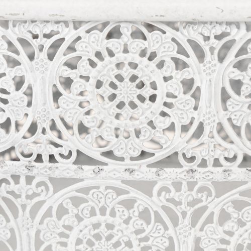 Metallschalen Spitzenmuster, Dekogefäß Eckig, Shabby Chic, Weiß 27/23/19cm H13,5cm 3er-Set | Floristik24.de