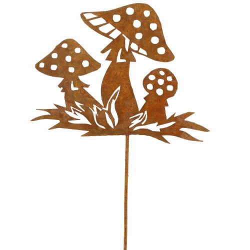 Herbststecker Fliegenpilze, Metalldeko, Blumenstecker Edelrost 39cm