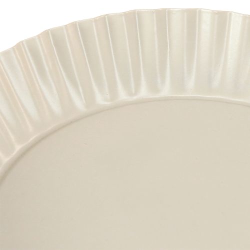 Floristik24 Metallteller Grau Dekoteller mit Fuß Metall Teller Ø14cm 2 St