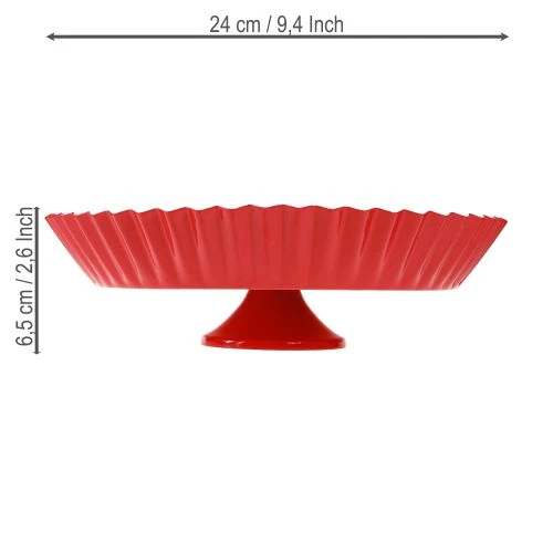 Metallteller Retro Dekoteller mit Fuß Rot Metall Ø24cm 2St | Floristik24.de