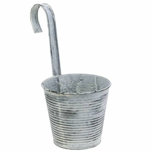 Floristik24 Blumentopf zum Hängen Metall Antik Creme Ø13cm H11,5cm