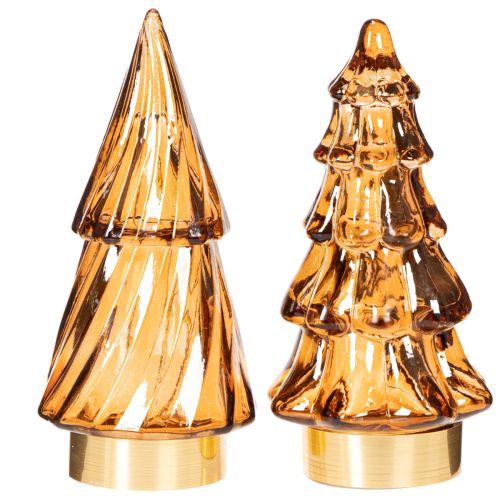 Glas Weihnachtsbaum LED Deko für innen Batteriebetrieben 13cm 2St | Floristik24.de