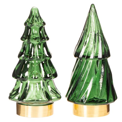 Glas Tannenbaum mit LED Tischdeko Weihnachten 13cm 2St | Floristik24.de
