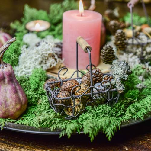 Floristik24 Mini-Drahtkorb-Variation mit Holzgriff Rostbraun H10,5–11,5cm 9 St