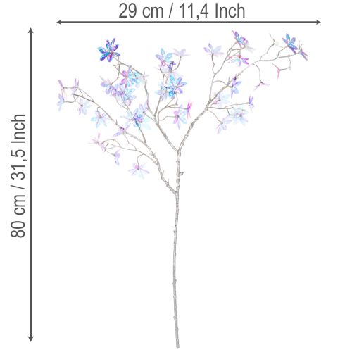 Künstlicher Blütenzweig mit irisierenden Blüten 80cm | Floristik24.de