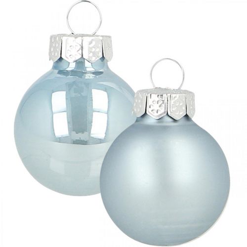 Floristik24 Mini Weihnachtskugel Glas Blau Glanz/Matt Ø2,5cm 22 St