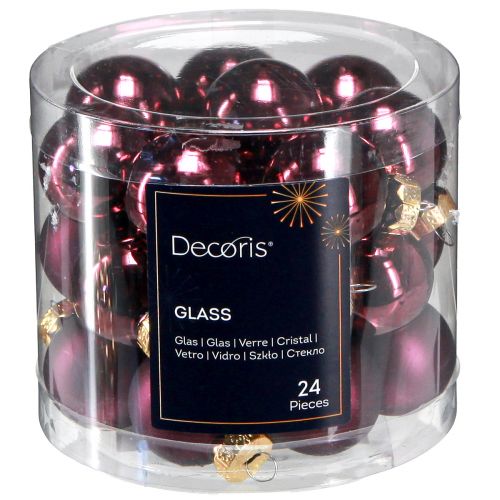 Floristik24 Mini Weihnachtskugeln Glas Ø2,5cm Mauve 22 St