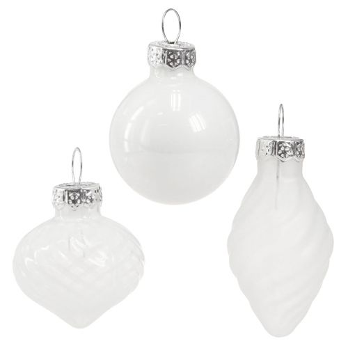 Artikel Mini Weihnachtskugeln Weiß Baumkugeln Glas 3cm 9 St