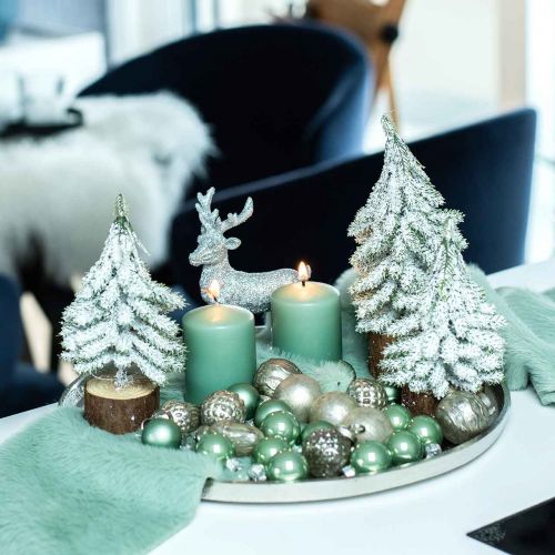 Floristik24 Mini Weihnachtskugeln Glas Grün Glanz/Matt Ø2,5cm 22 St