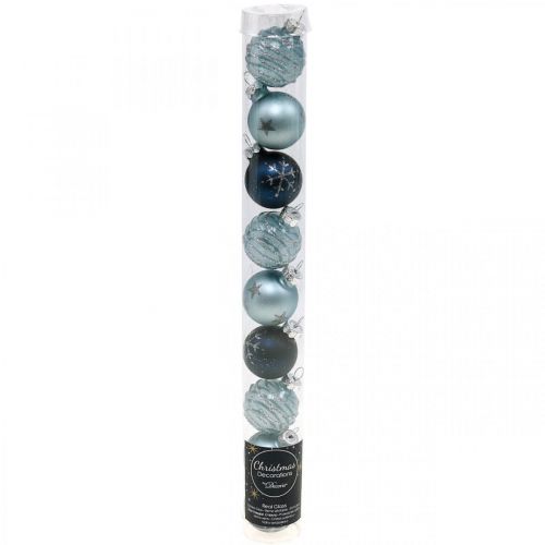 Floristik24 Mini Weihnachtskugeln Blau Echtglas Ø3cm 9St