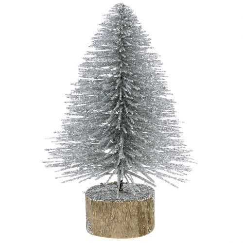 Floristik24 Weihnachtsdeko Tannenbaum Silber mit Glitzer 6St