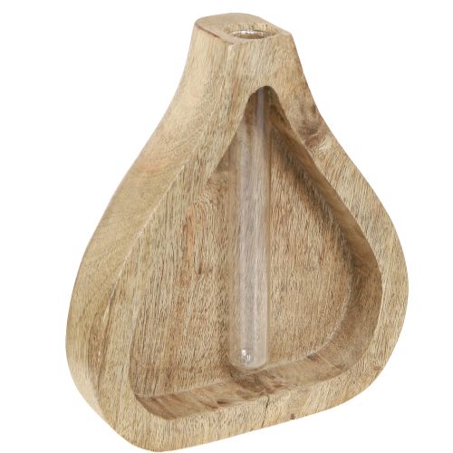 Artikel Minivase Glas Reagenzglas Klar Holz Deko Natur H17cm 2St