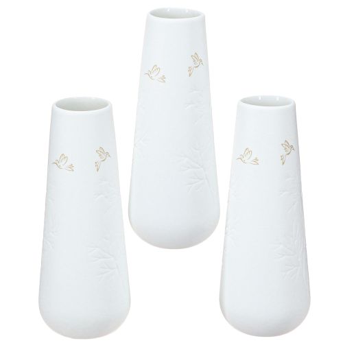 Artikel Porzellanvase Weiß mit Goldmotiv – Elegante Blumenvase im 3er-Set H12cm 3 St