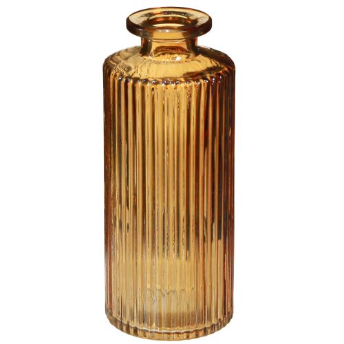 Floristik24 Minivasen aus Glas Orange mit Rillen Dekor H13cm 6 St