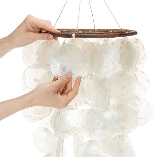 Windspiel Capiz Muschel Mobile rund 70 cm Länge für Balkon oder Garten | Floristik24.de