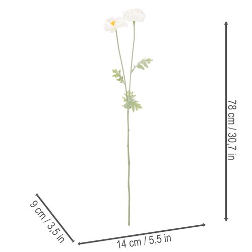 Kunstblume Mohn Weiß Langer Stiel 78cm 3St | Floristik24.de