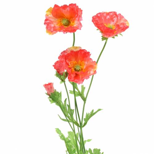 Mohnblume künstlich Rosa, Gelb Klatschmohn Seidenblume 67cm