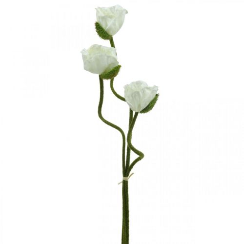 Kunstblume, künstliche Mohnblume, Klatschrose Weiß L55/60/70cm 3er-Set