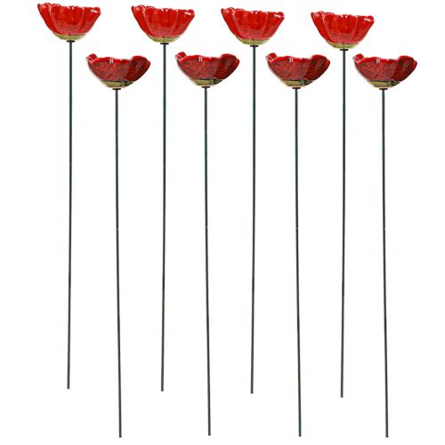 Floristik24 Mohnblume Keramik Deko Blumenstecker Mohn Rot 5cm 8 St