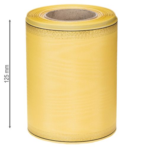 Moiré Kranzband Gelb mit Goldverzierung 125mm 25m - Hochwertiges Trauerband Dekoband Schleifenband | Floristik24.de