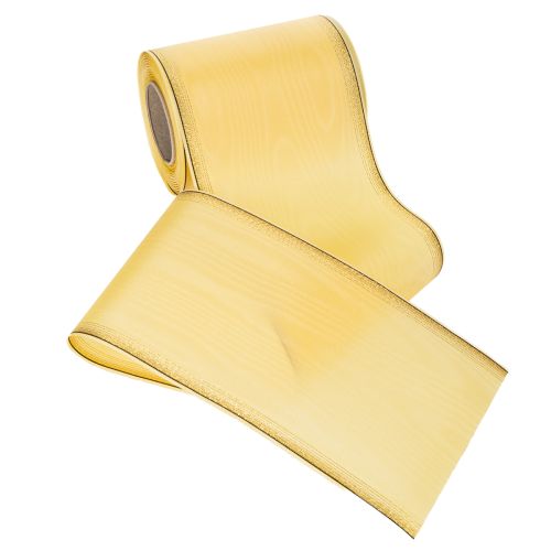 Moiré Kranzband Gelb mit Goldverzierung 125mm 25m - Hochwertiges Trauerband Dekoband Schleifenband | Floristik24.de