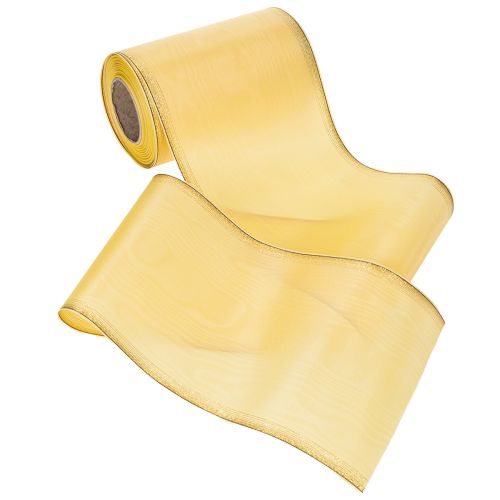 Moiré Kranzband Gelb mit Goldverzierung, Dekoband Floristik, Acetat/Polyester 150mm x 25m | Floristik24.de