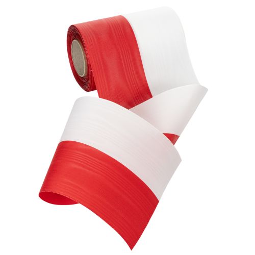 Moiré-Kranzband, Trauerband Weiß-Rot, Dekoband 150mm, Gedenkband Trauerflor, Acetat Taft 25m | Floristik24.de