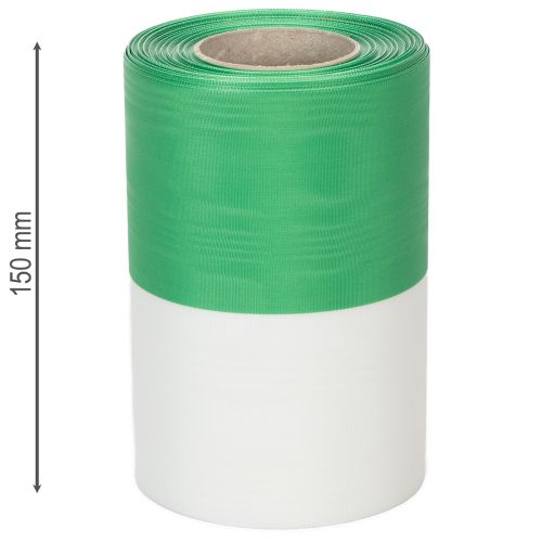 Artikel Moiré Kranzband grün-weiß 150mm, Dekorationsband, Schleifenband, Taft-Qualität 25m