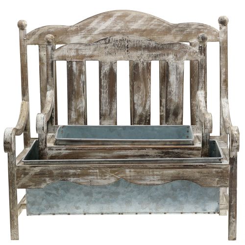 Floristik24 Holzbank zum Bepflanzen Natur, Zink H40cm 2er-Set