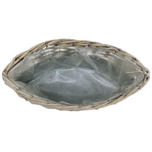 Floristik24 Zink-Schiffchen mit Korbgeflecht 30,5 x 10,5cm H12cm