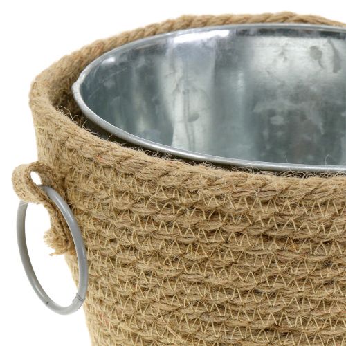 Floristik24 Zinktopf mit Jute-Übertopf Ø18cm H15cm