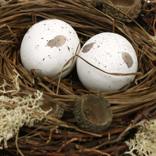 Floristik24 Osternest mit Eiern künstlich Natur, Weiß Tischdeko Ostern Ø19cm