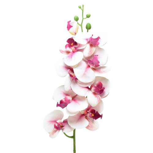 Orchidee Phalaenopsis künstlich 9 Blüten Weiß Fuchsia 96cm