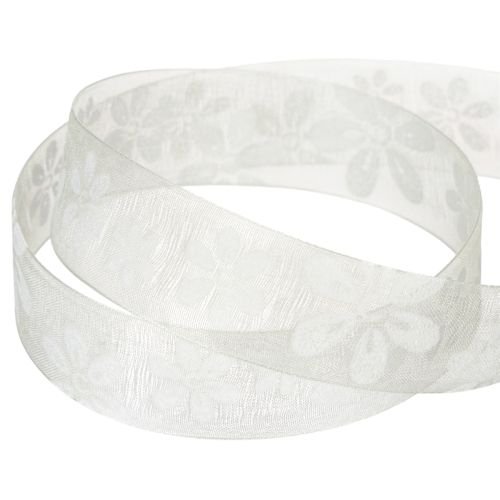 Artikel Organzaband Blumen Geschenkband Grün 25mm 18m