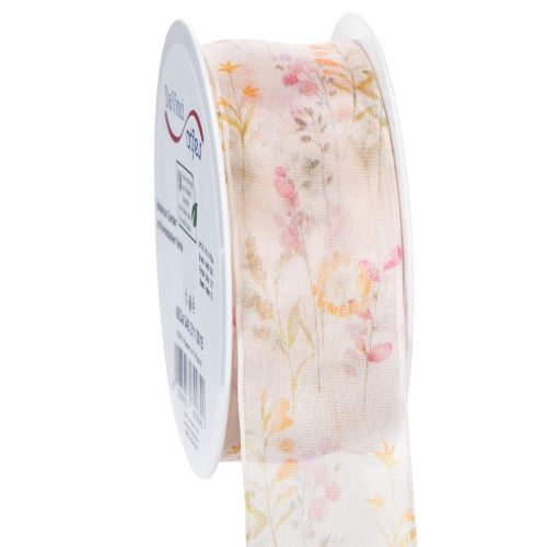 Floristik24 Organzaband Chiffonband Blumen Orange Rosa 40mm 15m