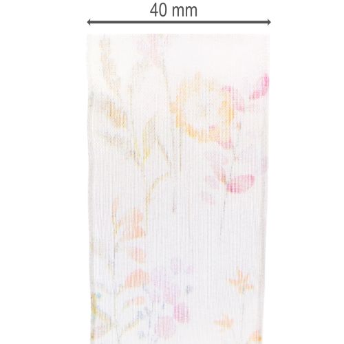 Artikel Organzaband Chiffonband Blumen Orange Rosa 40mm 15m